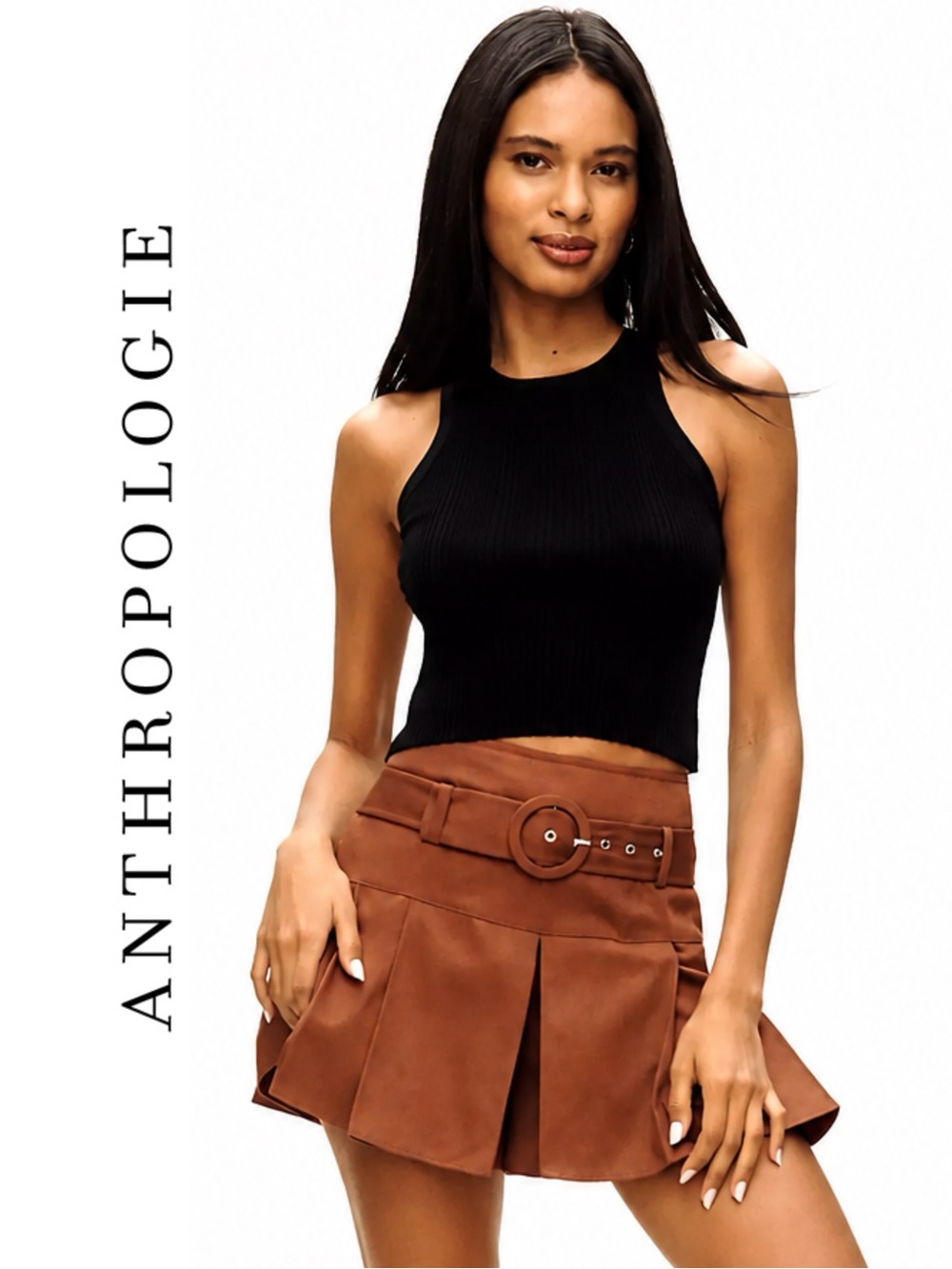 Anthropologie Maeve Belted Skort